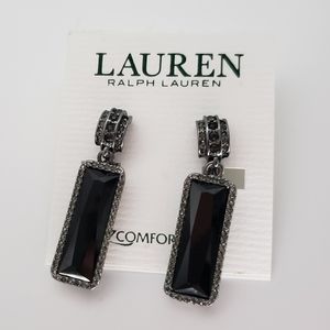 NWT LRL Clip-on Hematite-Tone Jet Stone Earring
